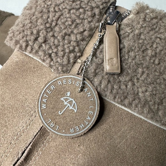 Lauren Ralph Lauren Brown Steph Shearling-Cuff Wedge Booties NEW Size 10 - Picture 9 of 12